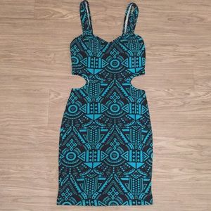 BOZZOLO Turquoise/Black Cutout Dress